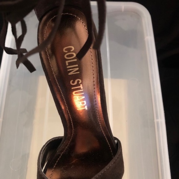 BROWN SUEDE ANKLE STRAP SANDALS - Picture 4 of 10